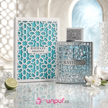 Parfum Arăbesc Rayhaan Aquatica EDP 100 ml pentru Bărbați, Aromă Fresh Exotică, Citrice, Cocos, Bergamotă, Rom și Mosc - Img 12