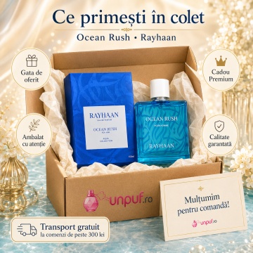 Parfum Arăbesc Rayhaan Ocean Rush Men EDP 100 ml Bărbat, Inspirat Light Blue Eau Intense, Aromă Acvatic Proaspătă cu Note Marine, Bergamotă, Grepfrut, Lavandă, Note Ozonice, Salvie, Cedru, Ambroxan și Mosc - Img 7
