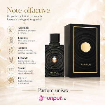 Parfum Arăbesc Ripple French Avenue EDP 100 ml Unisex, Inspirat Y Elixir YSL, Aromă Fructat Acvatic Proaspătă cu Acord de Apă, Citrice, Coacăze, Fructe Roșii, Flori Acvatice, Iasomie, Ambră, Cedru și Mosc Alb - Img 7