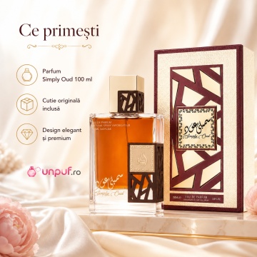 Parfum Arăbesc Simply Oud Lattafa EDP 100 ml Bărbat, Aromă Oriental Lemnoasă cu Bergamotă, Grepfrut, Lămâie, Mandarină, Mentă, Lavandă, Mușcată, Trandafir, Oud, Lemn de Santal, Mosc, Note Lemnoase și Vanilie - Img 6