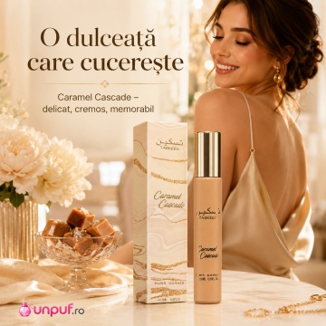 Parfum Arăbesc Taskeen Caramel Cascade Paris Corner 15 ml, Apă de Parfum Unisex, Damă, Bărbat, Aromă Gurmandă cu Caramel, Lapte, Miere, Tonka și Vanilie, Inspirat Bianco Latte - Img 5