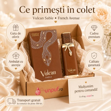 Parfum Arăbesc Unisex Vulcan Sable French Avenue 100 ml, Apă de Parfum, Inspirat de Sand Dance Stéphane Humbert Lucas, Aromă Caldă Ambrată și Vanilată cu Citrice, Condimente, Note Proaspete, Flori Albe, Lavandă, Lemn de Cedru, Ambră, Mosc, Whiskey și Acce - Img 4