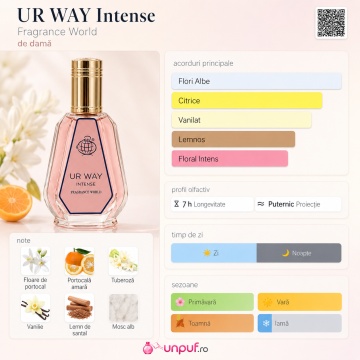 Parfum Arăbesc UR Way Fragrance World 50 ml, Apă de Parfum Damă, Aromă Floral Alb Vanilată cu Bergamotă, Floare de Portocal, Iasomie Indiană, Tuberoză, Cedru, Mosc Alb și Vanilie - Img 8