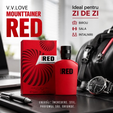 Parfum Bărbat V.V. Love Mount Taineer Red Eau de Toilette 30 ml, Inspirat din Hugo Red Hugo Boss, Aromă Fructată, Verde și Aromatică - Img 6