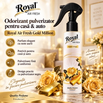 Parfum Concentrat de Cameră Gold Million Royal, Parfum Ambiental Intens și Elegant, pentru Spații Interioare si Auto, 250 ml