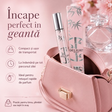 Parfum Delight Woody 35 ml, Apă de Parfum Damă, Aromă Floral Lemnoasă cu Mosc, Format Compact, Note de Grapefruit, Salvie, Iris, Violetă, Nufăr, Lemn de Santal și Mosc - Img 5