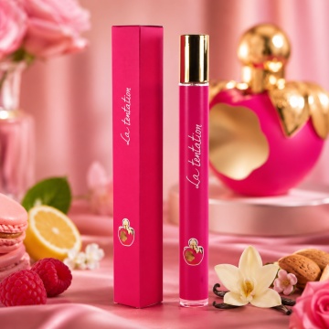 Parfum La Tentation 35 ml, Apă de Parfum Damă, Aromă Dulce Floral Fructată, Format Compact, Note de Bergamotă, Zmeură, Lămâie, Migdale, Trandafir Bulgăresc, Vanilie de Bourbon, Mosc Alb și Lemn de Santal