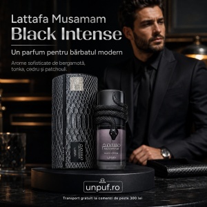Parfum Lattafa Musamam Black Intense 100 ml, Apă de Parfum Bărbat, Aromă Lemnos Condimentată, Note de Bergamotă, Lavandă, Nucșoară, Salvie, Cedru, Patchouli și Tonka - Img 9