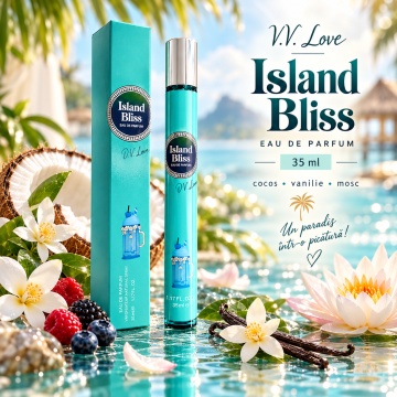 Parfum pentru femei Island Bliss V.V. Love, Apa de Parfum, 35 ml, aroma vanilata dulce tropicala, fructe mici salbatice, note verzi, nuca de cocos, floare de portocal, nufar, vanilie, mosc si boabe de tonka - Img 6