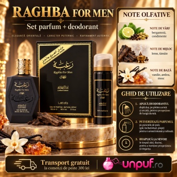 Parfum Raghba For Man Lattafa 100 ml, Apă De Parfum + 50 ml Deodorant Spray, Bărbat - Img 9