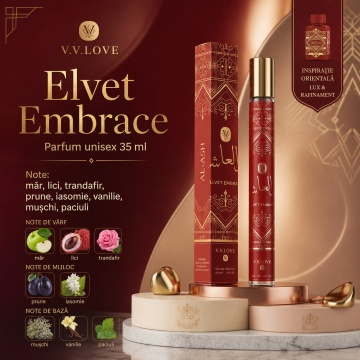 Parfum Unisex Arăbesc Velvet Embrace 35 ml V.V. Love, Inspirat de Bade'e Al Oud Sublime Lattafa, Aromă Fructată și Elegantă cu Măr, Lici, Trandafir, Prune, Iasomie, Vanilie, Mușchi și Paciuli - Img 7
