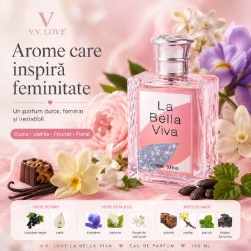 Parfum V.V. Love La Bella Viva, Apă de Parfum Damă, 100 ml, Inspirat din La Vie Est Belle Lancôme - Img 6