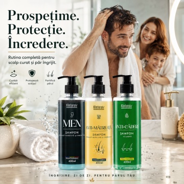 Șampon anti-mătreață Klintensiv, cu Piroctone Olamine și D-Panthenol, pentru scalp echilibrat și păr fără mătreață, peste 94% ingrediente biodegradabile, produs românesc, 400 ml, 4x Stickere - Img 5
