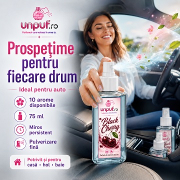 Set 3 Odorizante auto si casa Unpuf, Arome Pepene Galben Pina Colada Strugure Nobil, cu pulverizator, improspatare aer si parfum de durata, 3x75 ml - Img 6