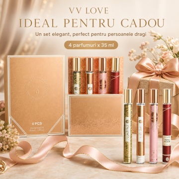 Set 4 Parfumuri Irezistibile V.V. Love 35 ml, Sapphire, Royal Bloom, Aurora Mist, Rosed Attor, set cadou, pentru Femei - Img 6