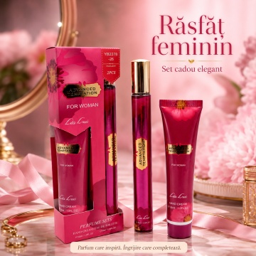 Set Advanced Temptation For Woman 2x35 ml, Apă de Toaletă Damă 35 ml + Cremă de Mâini 35 ml, Aromă Fructată Florală, Proaspătă și Dulce, Note de Măr Verde, Floare de Cactus și Trandafir - Img 4