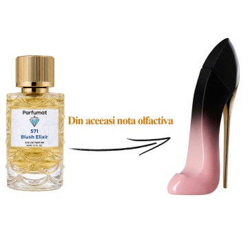 Set Apa de parfum Parfumat 571 Blush Elixir, Dama, 50 ml si Gentuta cosmetice - Img 2