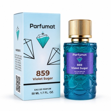 Set Apa de parfum Parfumat 859 Violet Sugar, Unisex, 50 ml si Gentuta cosmetice - Img 3
