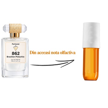 Set Apa de parfum Parfumat 862 Brazilian Pistachio, Unisex 100ml, 100 ml si Gentuta cosmetice - Img 2