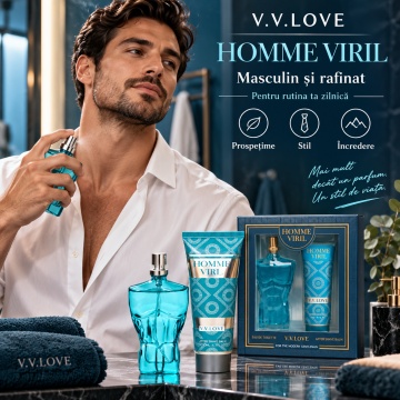 Set Cadou Bărbați V.V.Love Homme Viril, Eau de Toilette 30 ml + After Shave Balm 50 ml - Img 3
