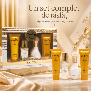Set Cadou Damă V.V. Love Golden Dew Porcelain 4 Piese, Body Lotion, Body Mist, Eau de Parfum și Shower Gel 4x50 ml, Inspirat din J’adore Dior - Img 5