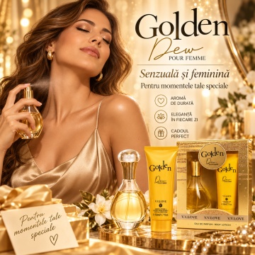 Set cadou V.V.Love Golden Dew Pour Femme, Eau de Parfum 30 ml + Body Lotion 50 ml, Parfum Feminin - Img 4