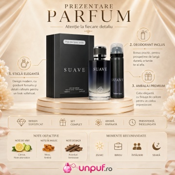 Set Parfum Fragrance World Suave Eau De Parfum 100 Ml + Deodorant 50 Ml, parfum arbesc original - Img 3