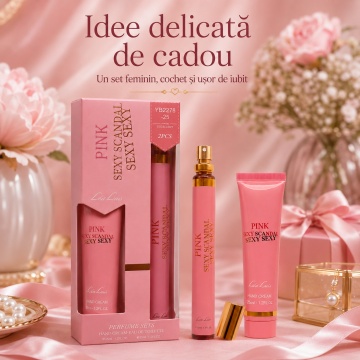 Set Pink Sexy Scandal Sexy Sexy 2x35 ml, Apă de Toaletă Damă 35 ml + Cremă de Mâini 35 ml, Aromă Dulce Florală, Gurmandă și Citrică, Note de Portocală Sângerie, Mandarină, Miere, Gardenie, Floare de Portocal, Iasomie, Piersică, Ceară de Albine, Caramel, P - Img 4