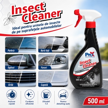 Soluție curățat insecte auto PRO X Insect Cleaner, pentru caroserie, parbriz, faruri și suprafețe exterioare, dizolvă urmele de insecte și murdăria organică, 500 ml, 4x Stickere - Img 5