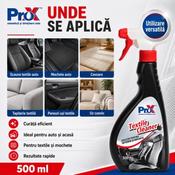 Soluție curățat tapițerie auto PRO X Textile Cleaner, detergent pentru textile, mochete și covoare, îndepărtare pete și impurități, utilizare ca atare, 500 ml, 4x Stickere - Img 5