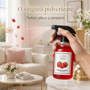 Spray Odorizant Loris Pafum Strawberry Garden, 500 ml, pentru Cameră, Hol, Baie și Auto, Aromă de Căpșuni - Img 7