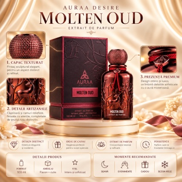 Auraa Desire Molten Oud – Parfum Extract de parfum 100 ml, bărbați - Img 3
