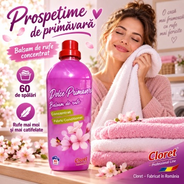 Balsam de Rufe Concentrat Cloret Dolce Primavera, Fabric Conditioner, 60 Spălări, Parfum Floral, Fabricat în România, 1.5L - Img 2