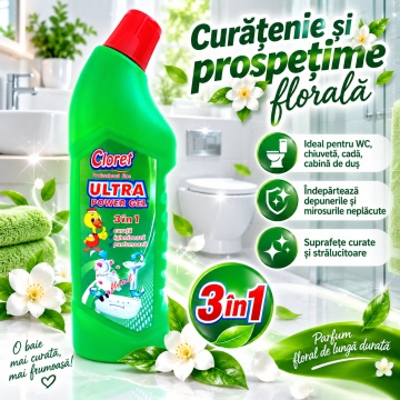 Detartrant WC 3in 1 Ultra Power Clor Gel Floral – 750 ml - Img 2
