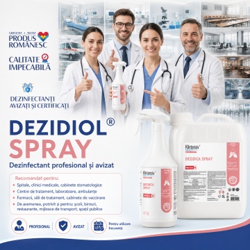 Dezinfectant profesional pentru mâini și piele Dezidiol Klintensiv, cu 2 alcooli și clorhexidină, pentru reumplere dozatoare și stații de igienă, avizat, canistră 5 L, 4x Stickere - Img 2