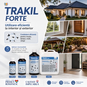 Insecticid lichid concentrat TRAKIL FORTE, pentru combaterea insectelor zburătoare, interior și exterior, muște, țânțari, molii și viespi, aviz biocid, 100 ml, 4x Stickere - Img 3