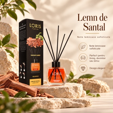Loris Parfum Lemn de Santal 120 ml – Odorizant de Cameră cu Bețișoare Parfumate - Img 3