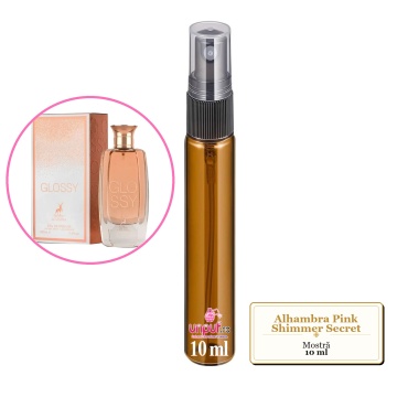 Mostra fiola din Parfumul Alhambra Pink Shimmer Secret, decant sticla cu pulverizator