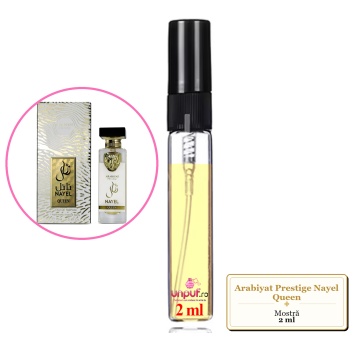 Mostra fiola din Parfumul Arabiyat Prestige Nayel Queen, decant sticla cu pulverizator