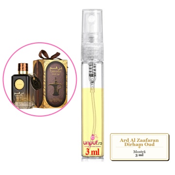 Mostra fiola din Parfumul Ard Al Zaafaran Dirham Oud, decant sticla cu pulverizator - Img 2