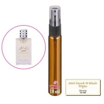 Mostra fiola din Parfumul Attri Zayed Al Khair White, decant sticla cu pulverizator