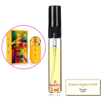 Mostra fiola din Parfumul Emper Zephyr Gold, decant sticla cu pulverizator