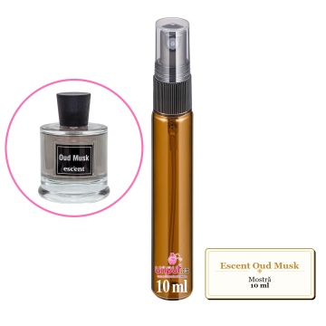 Mostra fiola din Parfumul Escent Oud Musk, decant sticla cu pulverizator