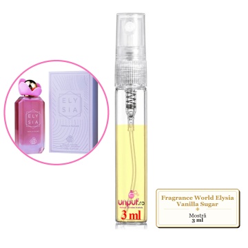 Mostra fiola din Parfumul Fragrance World Elysia Vanilla Sugar, decant sticla cu pulverizator - Img 3