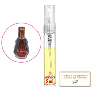 Mostra fiola din Parfumul Fragrance World John Gustav Homme Scandant le Parfum Eau de Parfum, decant sticla cu pulverizator - Img 3