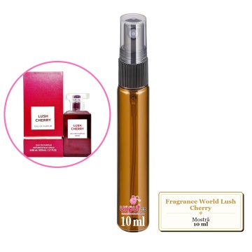 Mostra fiola din Parfumul Fragrance World Lush Cherry, decant sticla cu pulverizator