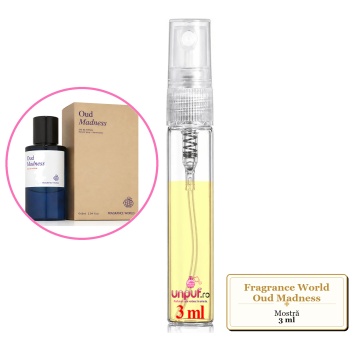 Mostra fiola din Parfumul Fragrance World Oud Madness, decant sticla cu pulverizator - Img 3