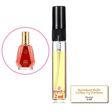 Mostra fiola din Parfumul Fragrance World Scandant Belle Celine Le Parfum, decant sticla cu pulverizator