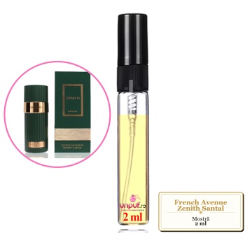 Mostra fiola din Parfumul French Avenue Zenith Santal, decant sticla cu pulverizator