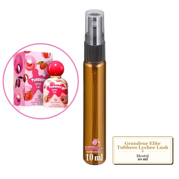 Mostra fiola din Parfumul Grandeur Elite Tubbees Lychee Lush, decant sticla cu pulverizator